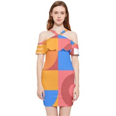 Geometric Series  Shoulder Frill Bodycon Summer Dress by Sobalvarro