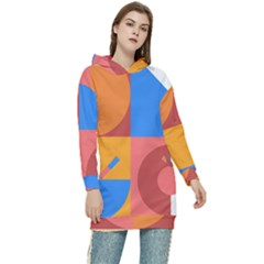 Geometric Series  Women s Long Oversized Pullover Hoodie