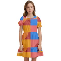 Geometric Series  Kids  Puff Sleeved Dress by Sobalvarro