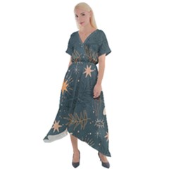 Bohemian Dreams  Cross Front Sharkbite Hem Maxi Dress by HWDesign