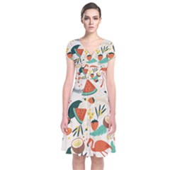 Fruity Summer Short Sleeve Front Wrap Dress by HWDesign