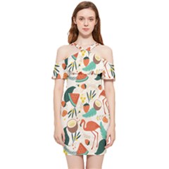 Fruity Summer Shoulder Frill Bodycon Summer Dress by HWDesign