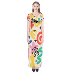 Popping Colors Short Sleeve Maxi Dress by HWDesign