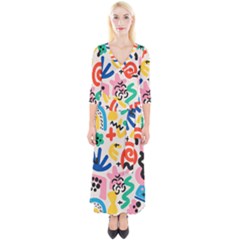 Popping Colors Quarter Sleeve Wrap Maxi Dress by HWDesign