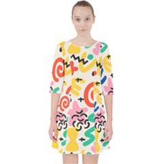 Popping Colors Quarter Sleeve Pocket Dress by HWDesign