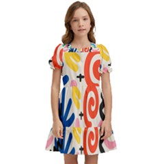 Popping Colors Kids  Puff Sleeved Dress by HWDesign