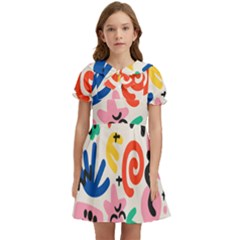 Popping Colors Kids  Bow Tie Puff Sleeve Dress by HWDesign