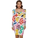 Popping Colors Women Long Sleeve Ruched Stretch Jersey Dress View1