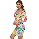 Popping Colors Women Long Sleeve Ruched Stretch Jersey Dress View3