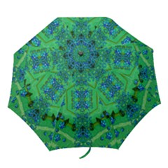 Vines Of Beautiful Flowers On A Painting In Mandala Style Folding Umbrellas by pepitasart