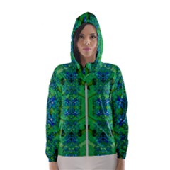 Vines Of Beautiful Flowers On A Painting In Mandala Style Women s Hooded Windbreaker by pepitasart