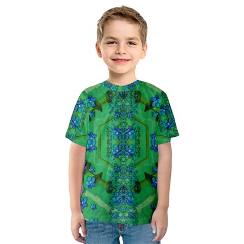 Vines Of Beautiful Flowers On A Painting In Mandala Style Kids  Sport Mesh Tee by pepitasart