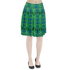 Vines Of Beautiful Flowers On A Painting In Mandala Style Pleated Skirt by pepitasart