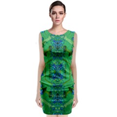 Vines Of Beautiful Flowers On A Painting In Mandala Style Sleeveless Velvet Midi Dress