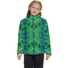 Vines Of Beautiful Flowers On A Painting In Mandala Style Kids  Puffer Bubble Jacket Coat by pepitasart