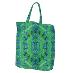 Vines Of Beautiful Flowers On A Painting In Mandala Style Giant Grocery Tote by pepitasart