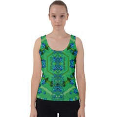 Vines Of Beautiful Flowers On A Painting In Mandala Style Velvet Tank Top by pepitasart