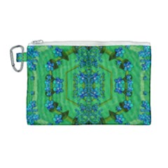 Vines Of Beautiful Flowers On A Painting In Mandala Style Canvas Cosmetic Bag (large) by pepitasart