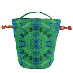 Vines Of Beautiful Flowers On A Painting In Mandala Style Drawstring Bucket Bag by pepitasart