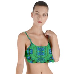 Vines Of Beautiful Flowers On A Painting In Mandala Style Layered Top Bikini Top  by pepitasart