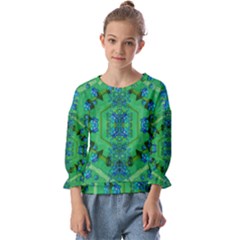 Vines Of Beautiful Flowers On A Painting In Mandala Style Kids  Cuff Sleeve Top