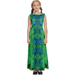 Vines Of Beautiful Flowers On A Painting In Mandala Style Kids  Satin Sleeveless Maxi Dress by pepitasart