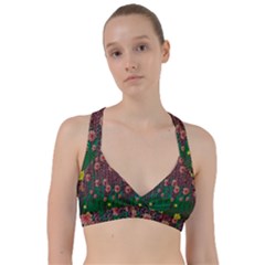 Floral Vines Over Lotus Pond In Meditative Tropical Style Sweetheart Sports Bra by pepitasart