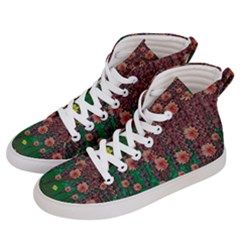 Floral Vines Over Lotus Pond In Meditative Tropical Style Men s Hi-top Skate Sneakers by pepitasart