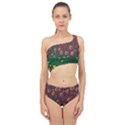 Floral Vines Over Lotus Pond In Meditative Tropical Style Spliced Up Two Piece Swimsuit View1