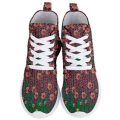 Floral Vines Over Lotus Pond In Meditative Tropical Style Women s Lightweight High Top Sneakers by pepitasart