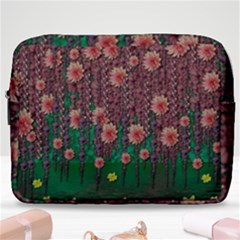 Floral Vines Over Lotus Pond In Meditative Tropical Style Make Up Pouch (large) by pepitasart