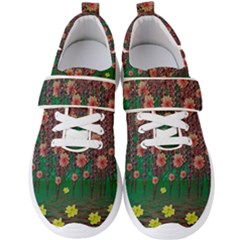 Floral Vines Over Lotus Pond In Meditative Tropical Style Men s Velcro Strap Shoes by pepitasart