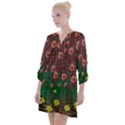 Floral Vines Over Lotus Pond In Meditative Tropical Style Open Neck Shift Dress View1