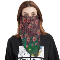 Floral Vines Over Lotus Pond In Meditative Tropical Style Face Covering Bandana (triangle) by pepitasart