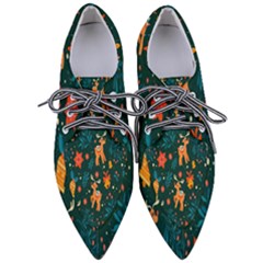 Vintage-christmas-pattern Pointed Oxford Shoes