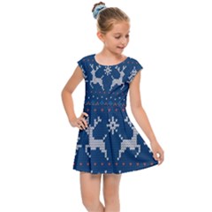 Knitted-christmas-pattern 001 Kids  Cap Sleeve Dress by nate14shop