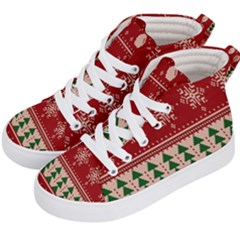 Knitted-christmas-pattern Kids  Hi-top Skate Sneakers by nate14shop