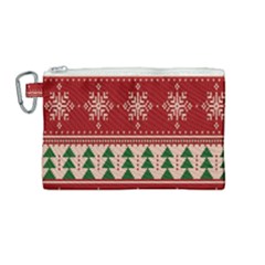 Knitted-christmas-pattern Canvas Cosmetic Bag (medium)