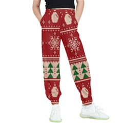 Knitted-christmas-pattern Kids  Elastic Waist Pants