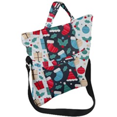 Pack-christmas-patterns Fold Over Handle Tote Bag by nate14shop