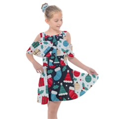 Pack-christmas-patterns Kids  Shoulder Cutout Chiffon Dress by nate14shop