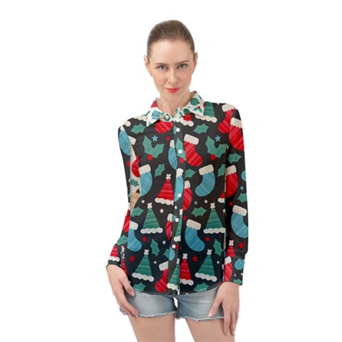 Pack-christmas-patterns Long Sleeve Chiffon Shirt by nate14shop