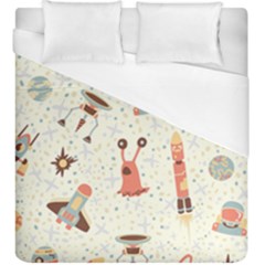 Seamless-background-with-spaceships-stars Duvet Cover (king Size)