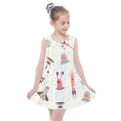 Seamless-background-with-spaceships-stars Kids  Summer Dress by nate14shop