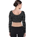 Fantasy Ethnic Caricature Motif Pattern Velvet Long Sleeve Crop Top View2