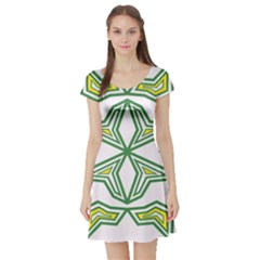 Abstract Pattern Geometric Backgrounds Short Sleeve Skater Dress by Eskimos