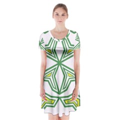 Abstract Pattern Geometric Backgrounds Short Sleeve V-neck Flare Dress by Eskimos