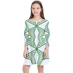 Abstract Pattern Geometric Backgrounds Kids  Quarter Sleeve Skater Dress by Eskimos