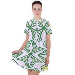 Abstract Pattern Geometric Backgrounds Short Sleeve Shoulder Cut Out Dress  by Eskimos