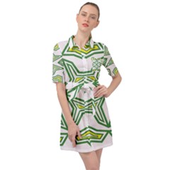 Abstract Pattern Geometric Backgrounds Belted Shirt Dress by Eskimos